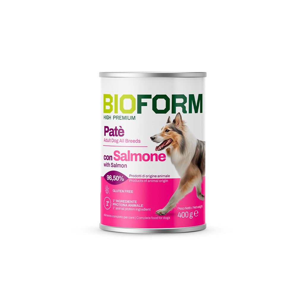 BIO FORM DOG PATÈ gusto SALMONE - GLUTEN FREE - gr 400 x n. 6 pz