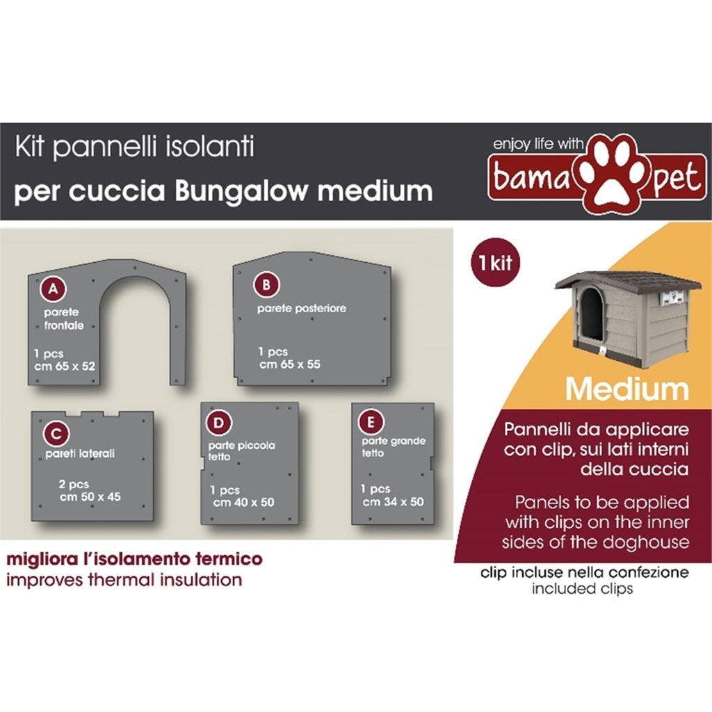 KIT PANNELLI ISOLANTI PER CUCCIA BUNGALOW - medium o large