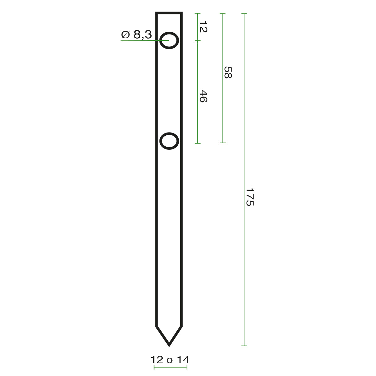 PALO PINO TORNITO Ø cm 12 - CON PUNTA E N. 2 FORI Ø cm 8 - h cm 175