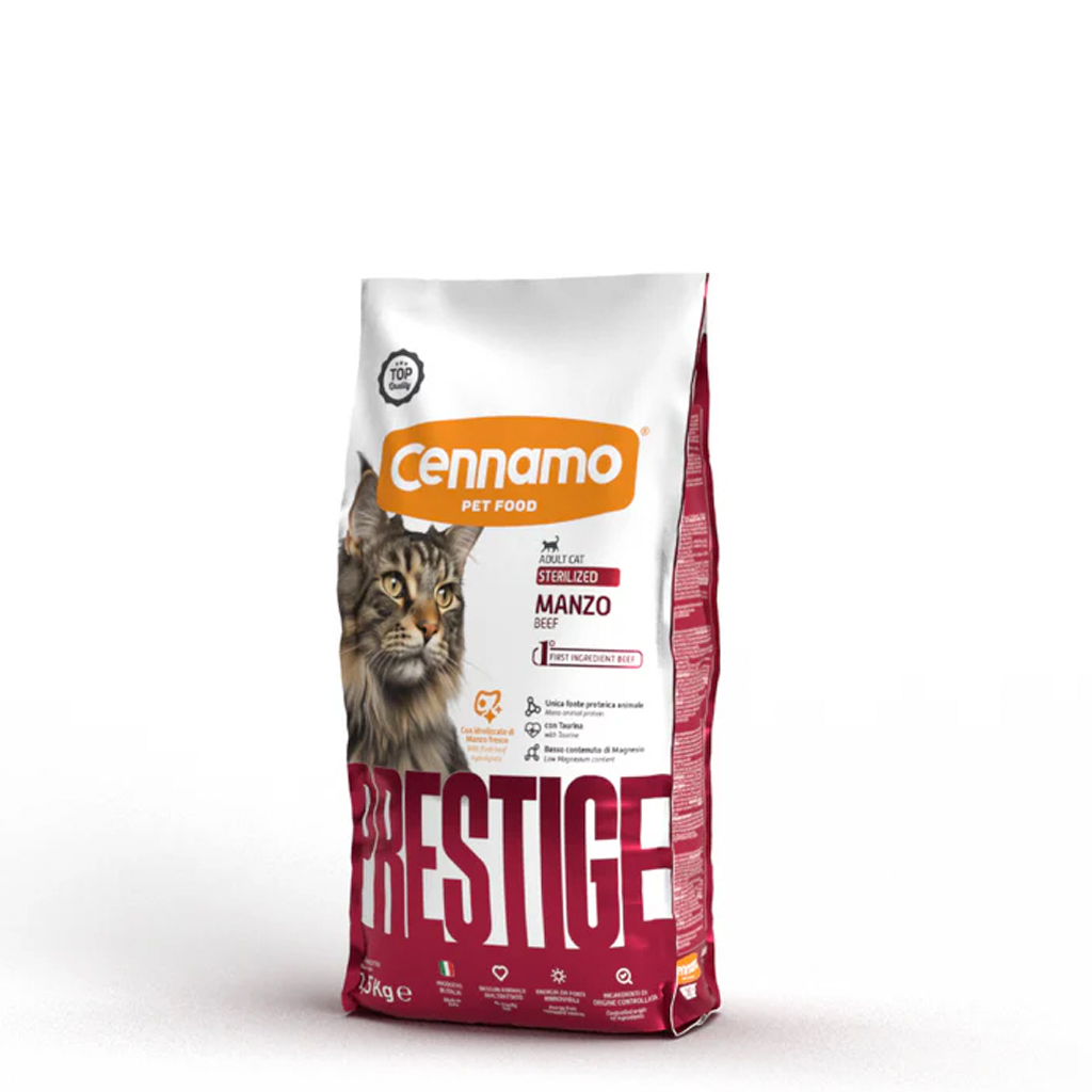 PRESTIGE CAT STERILIZED gusto MANZO - Kg 1,5 e Kg 10