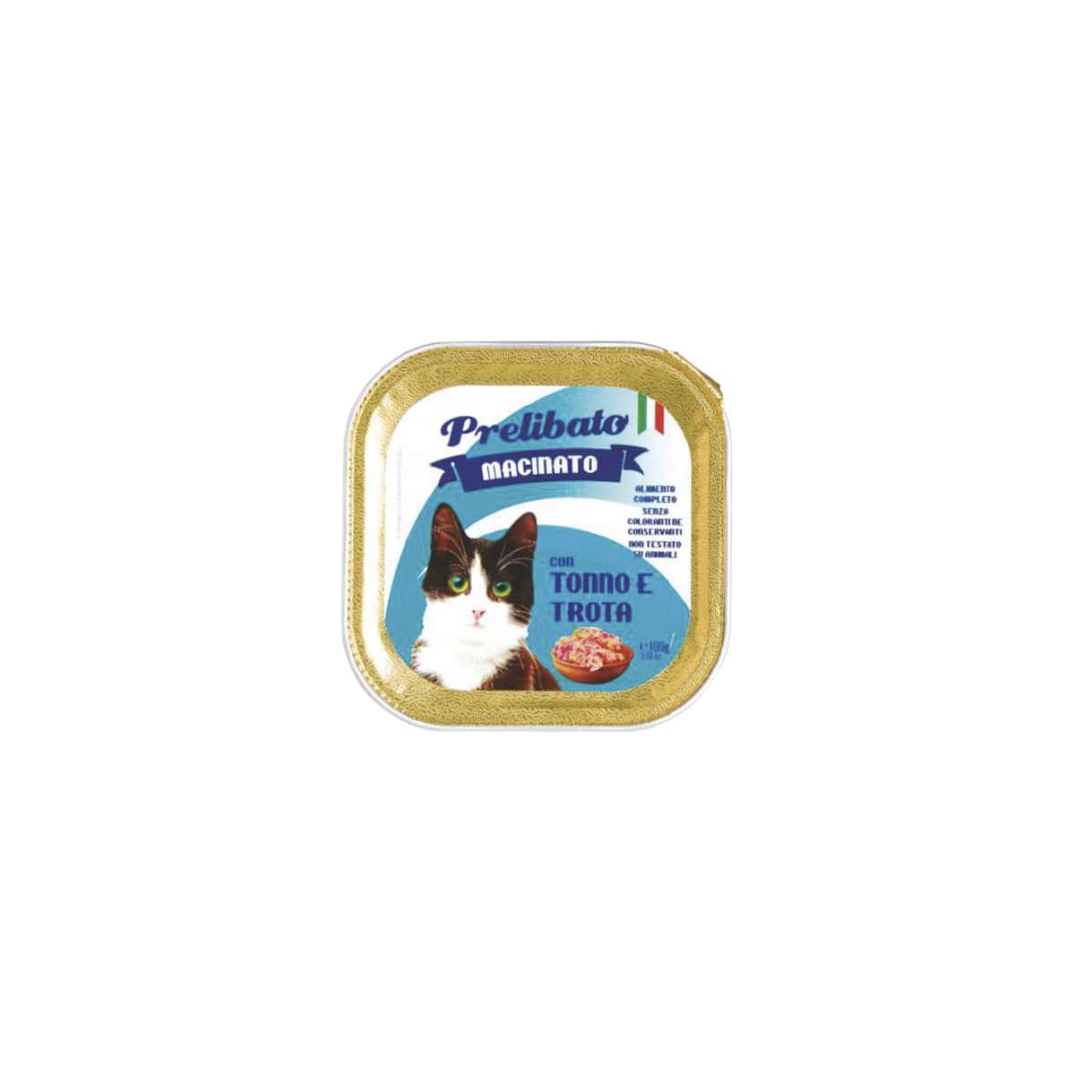 PRELIBATO GATTO gusto TONNO E TROTA - gr 100 vaschette x n. 32 pz