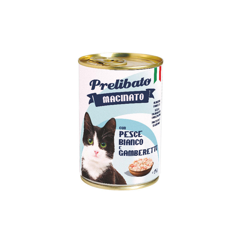 PRELIBATO GATTO gusto PESCE BIANCO E GAMBERETTI - gr 400 x n. 24 pz