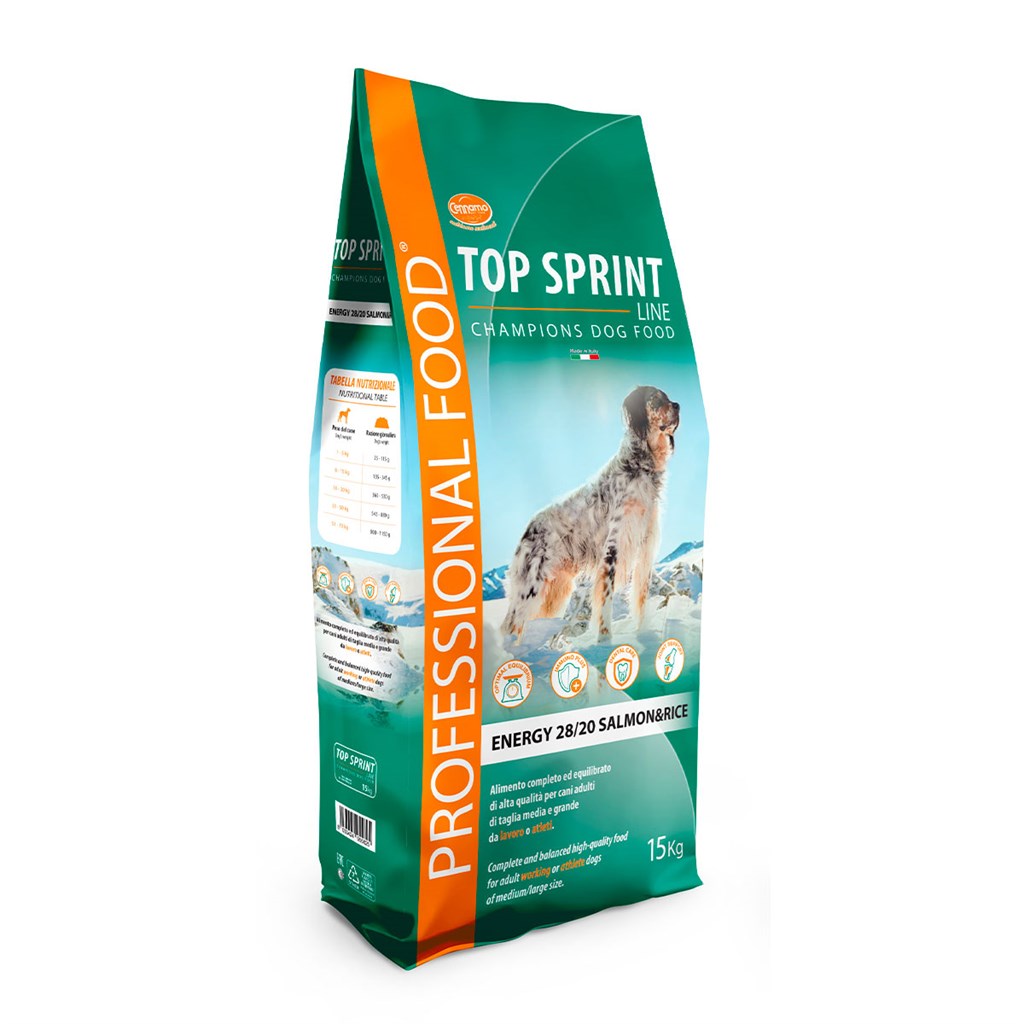 TOP SPRINT 28-20 ENERGY gusto SALMONE E RISO - Kg 15