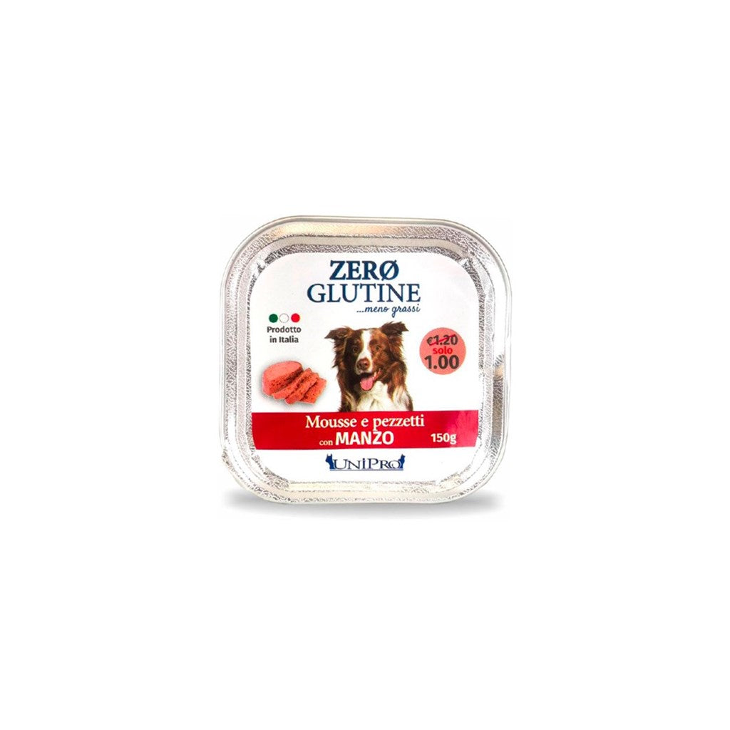 ZERO GLUTINE CANE gusto MANZO - GLUTEN FREE - gr 150 x n. 22 pz