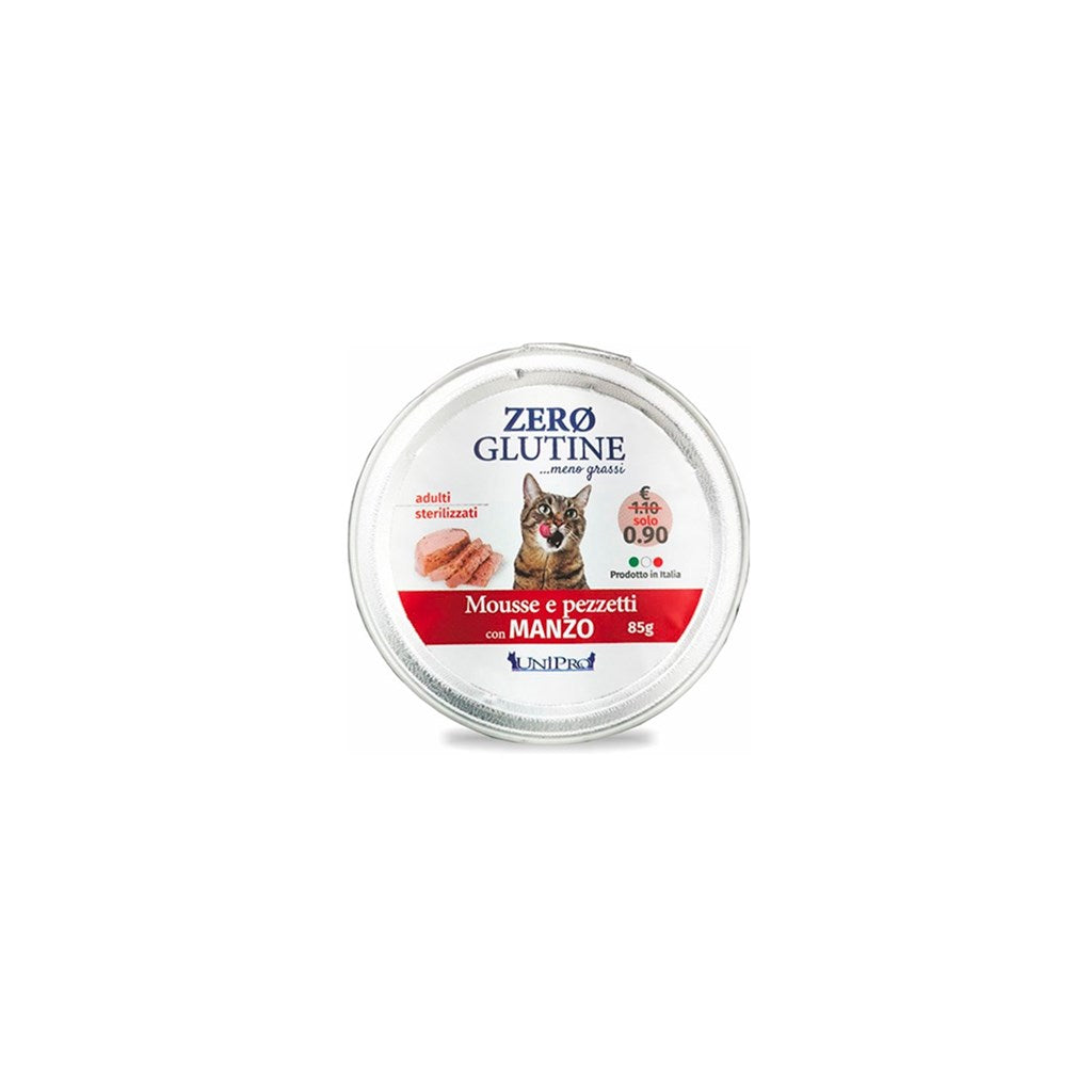 ZERO GLUTINE GATTO gusto MANZO - GLUTEN FREE - gr 85 x n. 24 pz