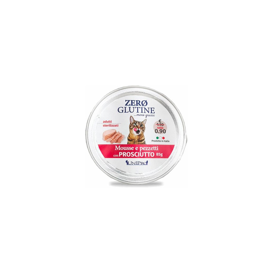ZERO GLUTINE GATTO gusto PROSCIUTTO - GLUTEN FREE - gr 85 x n. 24 pz