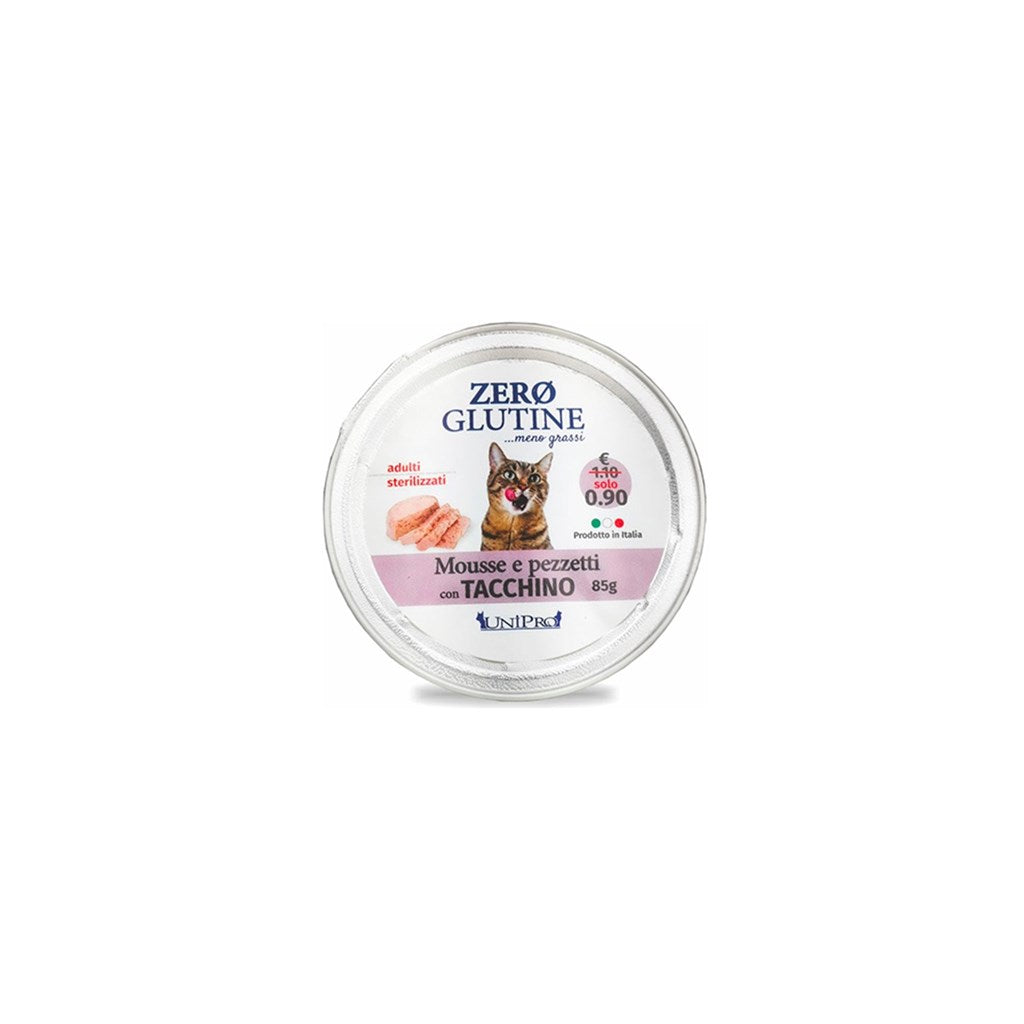ZERO GLUTINE GATTO gusto TACCHINO - GLUTEN FREE - gr 85 x n. 24 pz